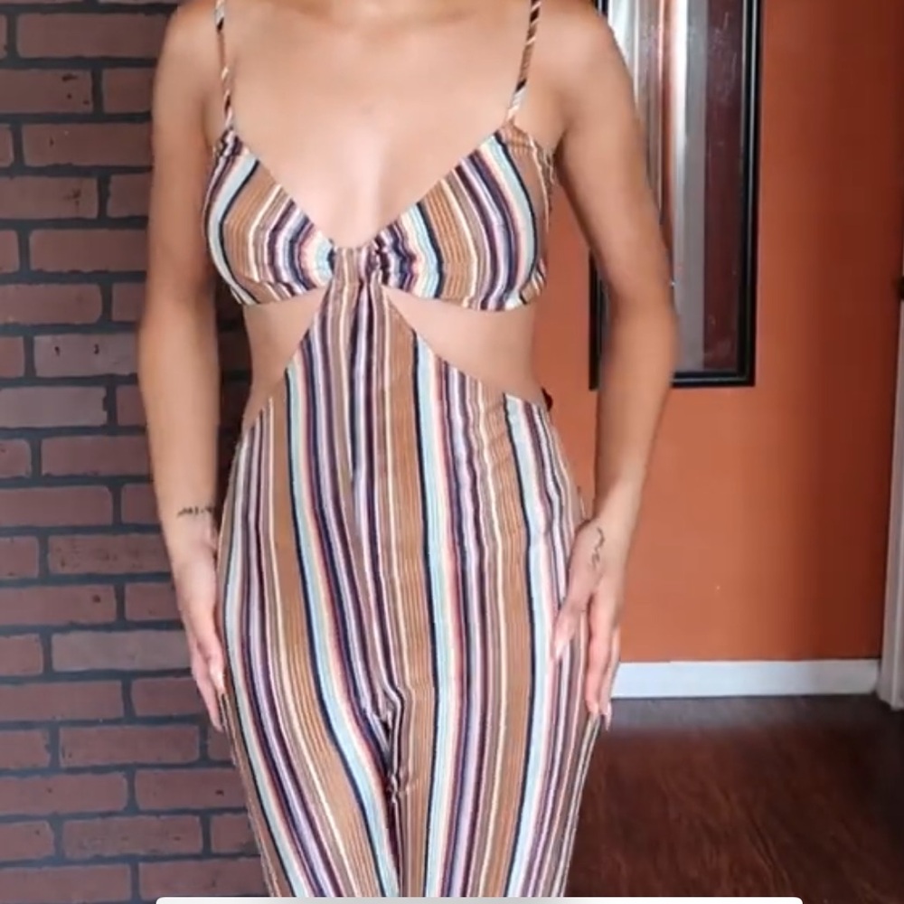 Striped Cutout Jumpsuit